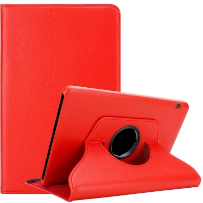 Afbeelding van Cadorabo Tablet Hoesje geschikt voor Huawei MediaPad T5 10 (10.1 inch) in KLAPROOS ROOD Beschermhoes ZONDER auto Wake Up, met stand functie en elastische band sluiting Book Case Cover Etui
