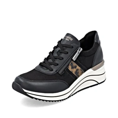 Afbeelding van Remonte D0T09 lage sneakers voor dames, losse zool, Zwart Combi 04, 43 EU Large