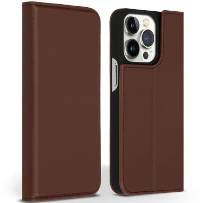 Afbeelding van Accezz Hoesje Geschikt voor iPhone 13 Pro Met Pasjeshouder Premium Leather Slim Bookcase Bruin