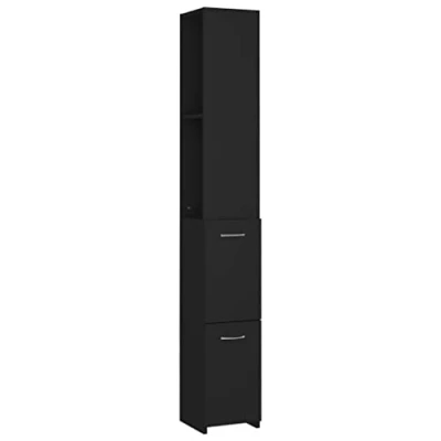 Image de vidaXL Armoire de salle bain noir 25x26,5x170 cm bois d&#039;ingénierie808432