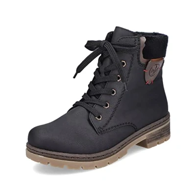 Afbeelding van Rieker Veterboots, Dames, Maat: 40, Black/chestnut Hoogwaardig imitatieleer