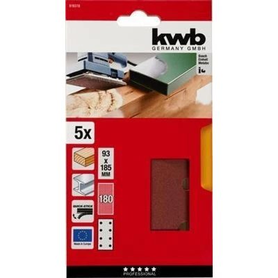 Afbeelding van kwb 818318 Schuurpapier Korrelgrootte 180 (l x b) 185 mm 93 5 stuk(s)