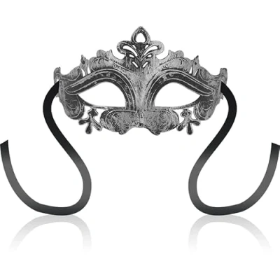 Afbeelding van Ohmama Masks Venetian Eyemask Venitiaans Masker Harde plastic met Satijnen Linten Zilverkelurig One Size