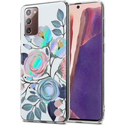 Afbeelding van Cadorabo Hoesje geschikt voor Samsung Galaxy NOTE 20 in PIOENEN Beschermhoes gemaakt van TPU siliconen Case Cover met bloemenmotief