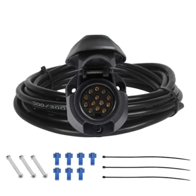 Afbeelding van Qiping Aanhangerstraal, 13 polig, vrouwelijk, voorbekabeld, 2 m kabel (8 x 1,5 mm² draden) voor vrachtwagen, caravan, fietsendrager, tractor, camper
