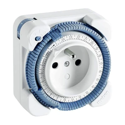 Afbeelding van Theben schakelklok 0260841 timer 26 UTE (Franse standaard), BE Belgische stekker plug (met pin), stopcontact analoog, 1 kanaals, tijdprogramma stekker, 24 uur, wit (theben dag), bespaarstekker, geruisloos