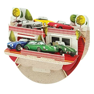 Afbeelding van SANTORO Popnrock 3D pop up wenskaart klassieke auto&#039;s cadeau voor hem, vader, zoon, opa, Vaderdag verjaardagskaart mannen
