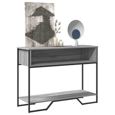 Afbeelding van Wandtafel 100x35x74,5 cm bewerkt hout grijs sonoma eikenkleurig