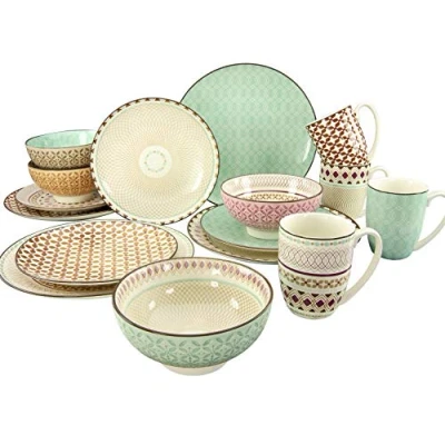Afbeelding van Creatable, 20310, Serie Mandala, Serviesset Combiservies 16 Delig, Aardewerk