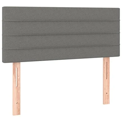 Afbeelding van vidaXL Hoofdbord voor bed, vuilafstotend, gevoerd, elastische overtrek, stof, 100 x 5 78/88 cm, donkergrijs