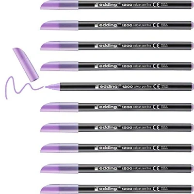 Image de edding 1200 marqueurs de couleur trait fin, lavande aux fruits rouges (violet), 10 feutres, pointe ronde 1 mm, marqueur dessiner et écrire