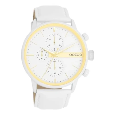 Afbeelding van witte OOZOO horloge met leren band C11313