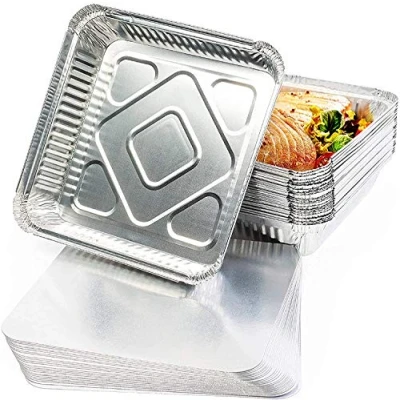 Afbeelding van MATANA 25 Aluminium Bakjes met Deksel 1500ml / 24x24cm Sterk, Lekvrij &amp; Praktisch Koken, Bakken, Grillen, Invriezen