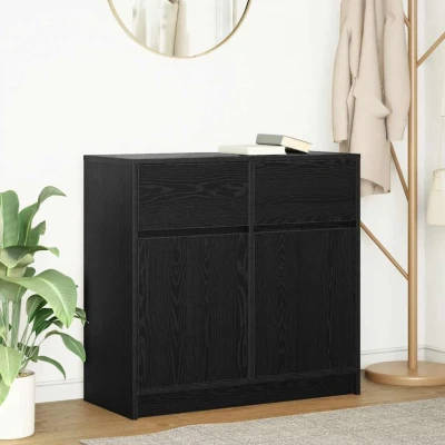 Afbeelding van vidaXL Dressoir met lade 80x34x76 cm spaanplaat zwart eikenkleurig