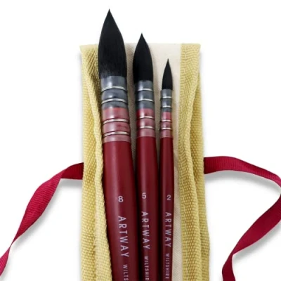 Afbeelding van Artway Set van 3 synthetische aquarelborstels, ideaal voor aquarel en inkt, stuks (2/5/8)
