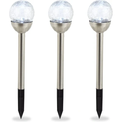 Afbeelding van Relaxdays solar tuinverlichting zonne energie led wit licht 3 stuks solarlamp