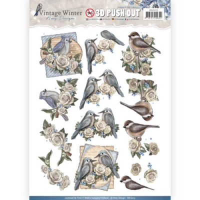 Afbeelding van Winter Birds Vintage 3D Push Out Amy Design