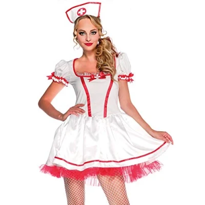Afbeelding van Wonderland Verpleegster &amp; Masseuse Kostuum Naughty Nurse Vrouw Wit / Beige Large Carnavalskleding Verkleedkleding