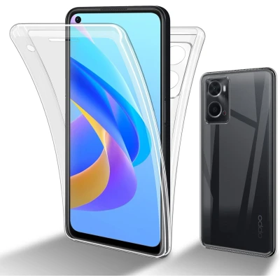 Afbeelding van Cadorabo Hoesje geschikt Voor Oppo A36 / A76 in TRANSPARANT 360 Full Body Case Cover Beschermhoes en achterbescherming, all round bescherming met displaybescherming