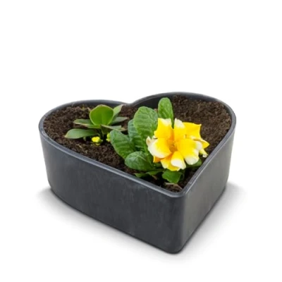 Afbeelding van Matches21 weerbestendige hartvormige bloempot voor buiten, grote zwarte gemarmerde decoratieve schaal als bloembak, tuinschaal 20 cm bloemen of begraafplaats