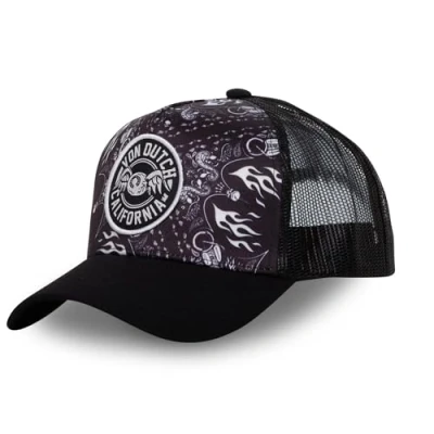 Afbeelding van Von Dutch Pet voor dames en heren, bandana, verstelbare truckerpet met snapback, zwart/wit, eenheidsmaat, Zwart/Wit