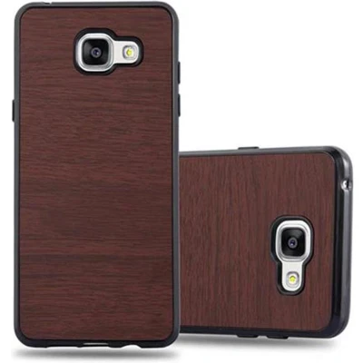 Afbeelding van Cadorabo Hoesje geschikt voor Samsung Galaxy A3 2016 in WOODEN KOFFIE Beschermhoes gemaakt van flexibel TPU silicone Case Cover