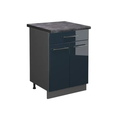 Afbeelding van Vicco Wastafelkast Fame Line, Donkerblauw hoogglans/Antraciet, 80 cm , WB Eik