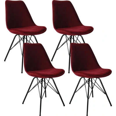 Afbeelding van SET van 4 Kick kuipstoel Velvet Rood