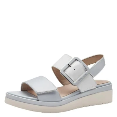 Afbeelding van Tamaris Comfort Sandalen met plateauzool, Dames, Maat: 39, Sky comb Leer