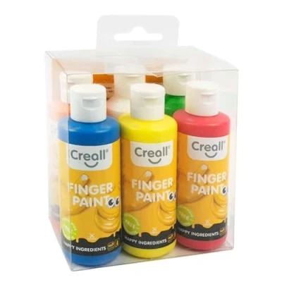Afbeelding van Creall vingerverf Happy, set met 6 flesjes van 250 ml in geassorteerde kleuren