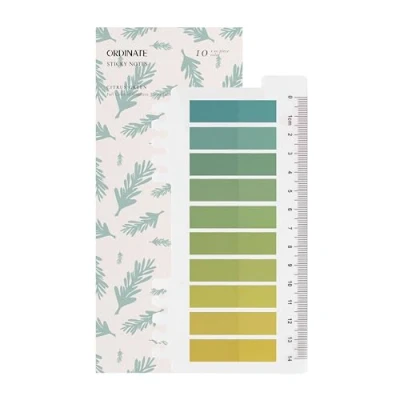 Afbeelding van Ordinate Sticky notes Lot de 200 adhésives transparentes pour marquage, bandes adhésives, marqueurs page, autocollantes, esthétiques, Full Color of Gradient (B pièces vert citron)