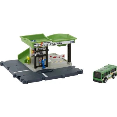 Afbeelding van Matchbox Busstationset, met 1 busvoertuig inbegrepen en realistische speelelementen, autospeelgoed voor kinderen vanaf 3 jaar, HDL08