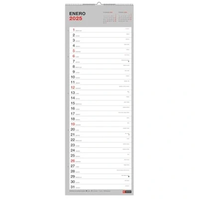 Afbeelding van Miquelrius Basic wandkalender 2025, 155 x 430 mm, met ruimte om op te schrijven, dubbele spiraalbinding, kalender Spaans