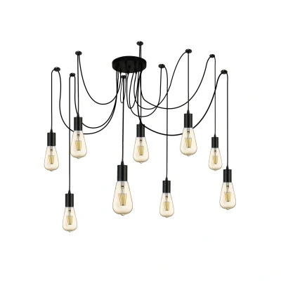 Afbeelding van Searchlight Squiggle Hanglamp Ø 20 X 202,5 Cm Mat Zwart