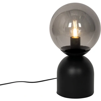 Afbeelding van QAZQA Hotel chique tafellamp zwart met smoke glas Pallon Trend