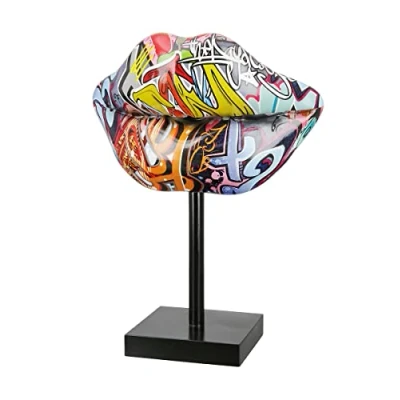 Afbeelding van Casablanca Street Art Design Kus Mond Sculptuur Decoratieve Hars Woonkamer Decoratie Accessoires Cadeau Hoogte 26 cm