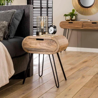 Afbeelding van Hoyz Nachtkastje Barrel met 1 lade Bruin 50x35x60