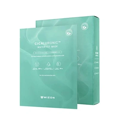 Afbeelding van [MIZON] CICALURONIC WATER FIT MASK (10x) Koreaanse verzorging gezichtsmaskers veganistisch Centella Asiatica &amp; Hyaluronzuur Verzacht en hydrateert voor droge gevoelige huid