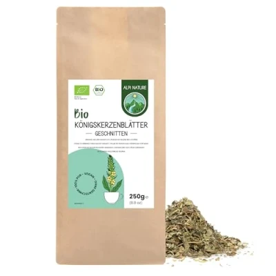 Afbeelding van Biologische toortsthee, 250 g, van Alpi Nature, Gedroogde Mullein bladeren, Gesneden theeblaadjes, voor de bereiding thee toorts en molene kruidenthee