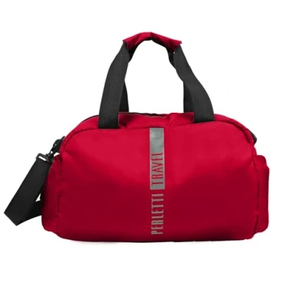 Afbeelding van PERLETTI Reistas, groen, rood, voor heren en dames, weekendtas, cabine, licht, robuust duurzaam, werk, school, verstelbare schouderriem, vliegtuig, Ryanair, Easyjet Air France, 40 x 20 25 cm,