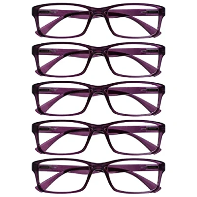 Image de UV Reader Lunettes de Lecture Pourpre Valeur Set 5 Hommes Femmes Designer Style Lecteurs RRRRR92 +3,00