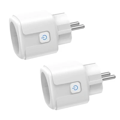 Afbeelding van wifi stopcontact, 2 delig, intelligent 16 A, 3680 W, stopcontact met stroomverbruik, afstandsbediening, spraakbediening, compatibel Alexa en Google voor Frankrijk