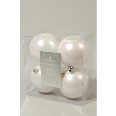Afbeelding van 4 kerstballen winterwit 100 mm KSD