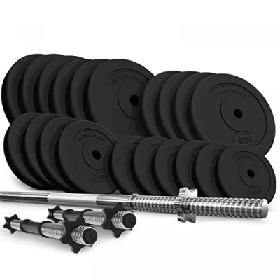 Afbeelding van Physionics Halterset Barbell Lange Halterstang Korte Halterstangen Halterschijven 108 KG