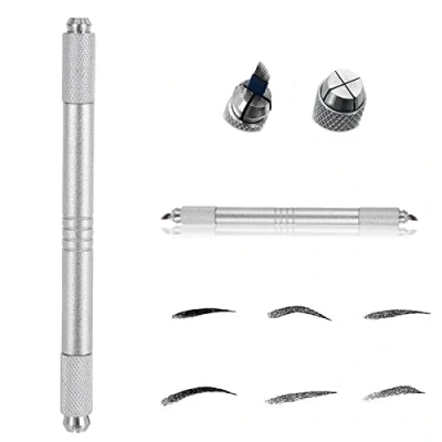 Afbeelding van Pinkiou Microblading Pen Eyebrow Tattoo Ontwerp met dubbel uiteinde voor wenkbrauwmake up (zilver)