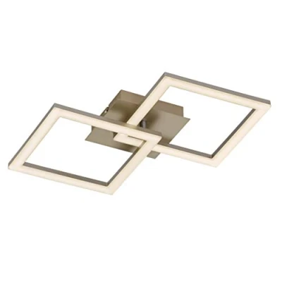 Afbeelding van EGLO Huerta LED plafondlamp, woonkamerlamp, modern, 2 lampen, keukenlamp, metaal, nikkel, mat, kunststof, wit, slaapkamerlamp, warmwit, l x b 37 cm