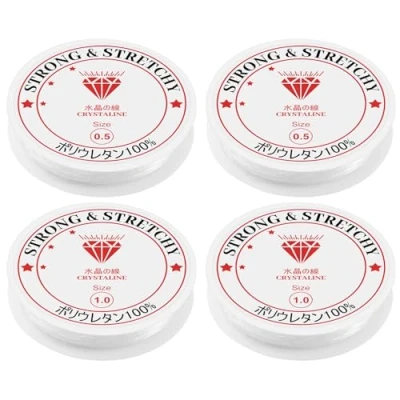 Afbeelding van 4 stuks elastische draad voor duurzame armbanden, van 0,5 tot 1,0 mm 17 5 m transparant, halskettingen, sieraden maken