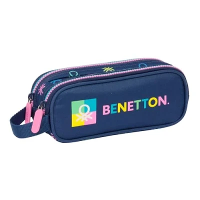 Afbeelding van Pennenetui met 2 vakken Benetton Cool Marineblauw 21 x 8 6 cm