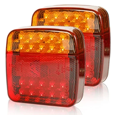 Afbeelding van Qiping 2 stuks 12 V led aanhangerverlichting met kentekenplaatverlichting, waterdicht remlicht E11 mark voor vrachtwagen, bestelwagen, caravan, tractor, landbouwvoertuig