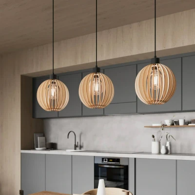 Afbeelding van Envostar Clay hanglamp berkenmultiplex 3 lamps